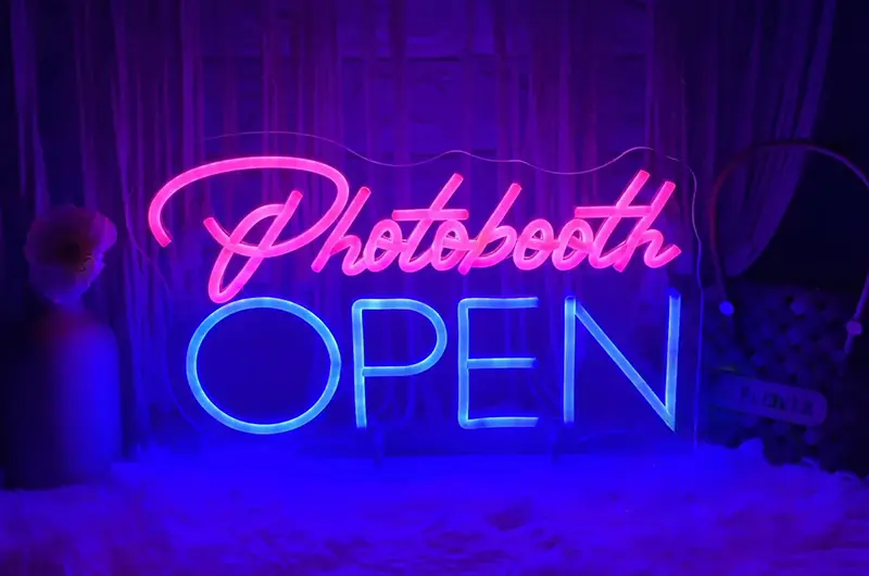 婚禮自助影相機 Photobooth OPEN 霓虹燈牌｜香港婚宴派對打卡佈置